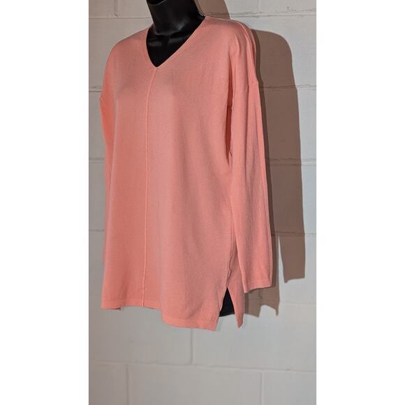 Staccato V-Neck Knit Top Salmon Long Sleeve Lightweight Pullover Sweater Small - Picture 2 of 5